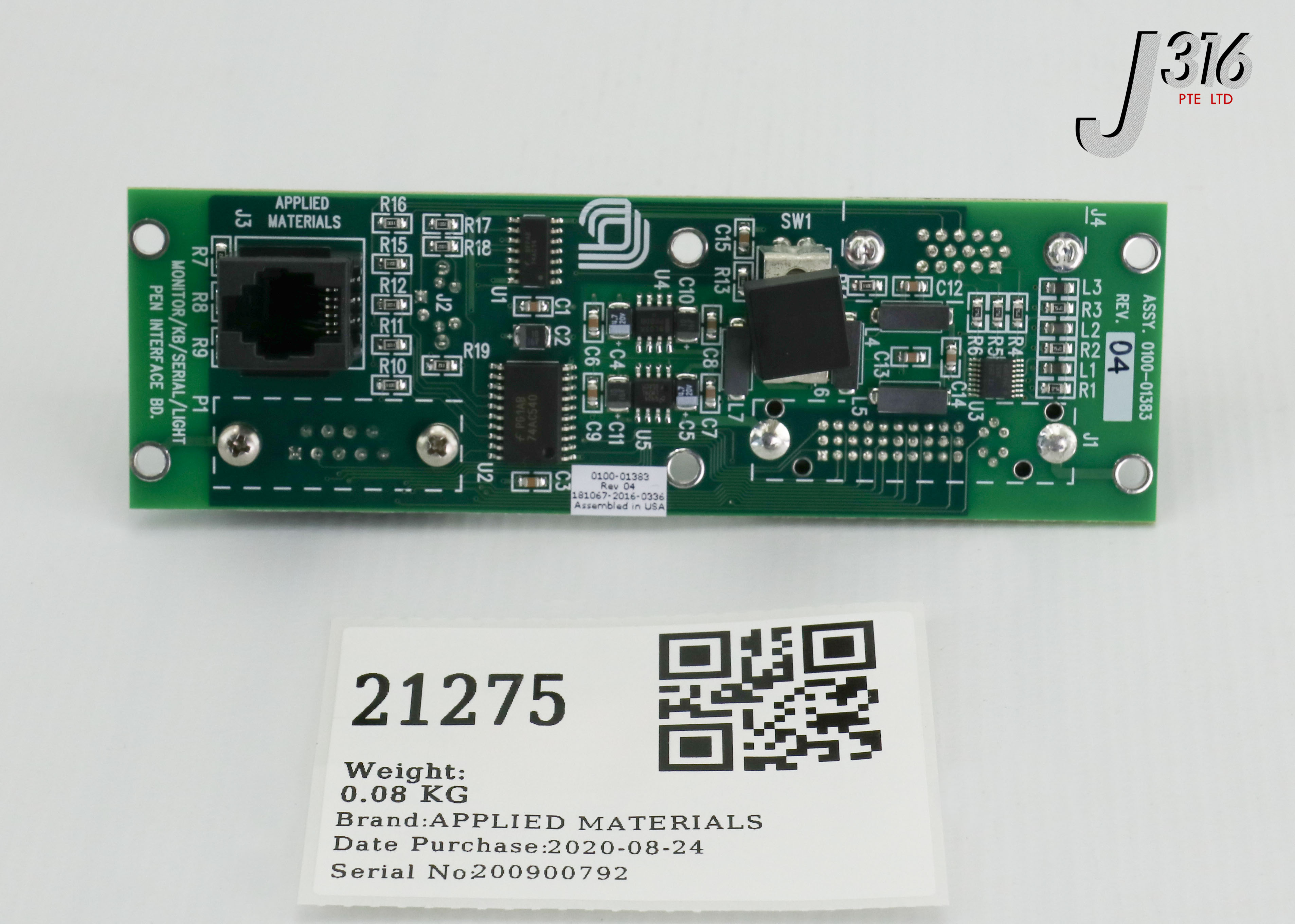 21275 APPLIED MATERIALS PCB ASSY MON KB SERIAL LIGHT PE NEW 0100